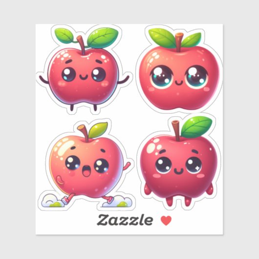 schattige kawaii appels sticker (Vel)