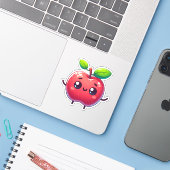 schattige kawaii appelvrucht sticker (Laptop met iPhone)