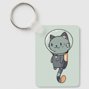 Schattige Kawaii Astronaut Kat Sleutelhanger