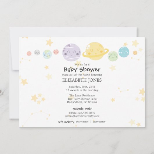 Schattige Kawaii Astronomy Baby shower Kaart (Voorkant)