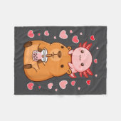 Schattige Kawaii Axolotl Capybara Bubble Tea Jonge Fleece Deken (Voorkant (Horizontaal))