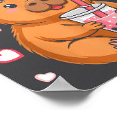 Schattige Kawaii Axolotl Capybara Bubble Tea Jonge Poster (Hoek)