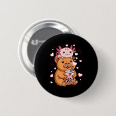 Schattige Kawaii Axolotl Capybara Bubble Tea Jonge Ronde Button 5,7 Cm (Voorkant /achterkant)