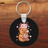 Schattige Kawaii Axolotl Capybara Bubble Tea Jonge Sleutelhanger (Voorkant)