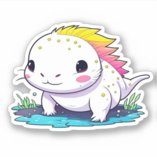 Schattige Kawaii Axolotl in Water Sticker