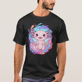 Schattige Kawaii Axolotl Water Spat Kunst T-shirt