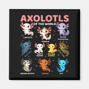 Schattige Kawaii Axolotls Van De Wereld Grappige A Magneet
