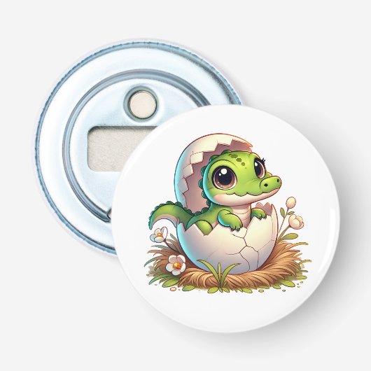 Schattige Kawaii Baby alligator hatching Baby show Button Flesopener (Voorkant)