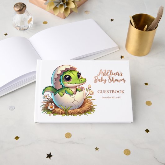 Schattige Kawaii Baby alligator hatching Baby show Gastenboek (Voorkant open)