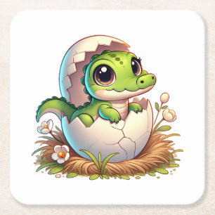 Schattige Kawaii Baby alligator hatching Baby show Kartonnen Onderzetters