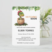 Schattige Kawaii Baby Dinosaur Uit het Ei Kaart (Staand voorkant)