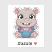Schattige Kawaii Baby Hippo Schattig dier Sticker (Vel)