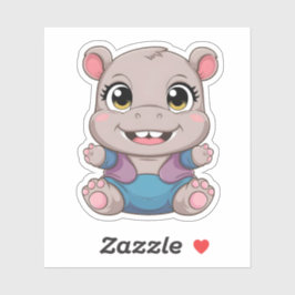 Schattige Kawaii Baby Hippo Schattig dier Sticker