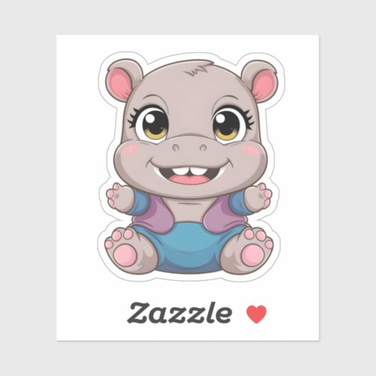 Schattige Kawaii Baby Hippo Schattig dier Sticker (Vel)
