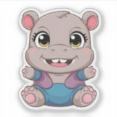 Schattige Kawaii Baby Hippo Schattig dier Sticker (Voorkant)