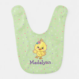 Schattige Kawaii Baby Kuiken Persoonlijke Groen Slabbetje