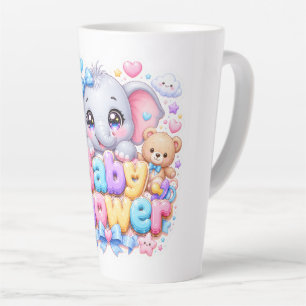 Schattige Kawaii Baby Shower Olifant Pastel Roze T Latte Mok