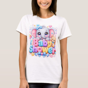 Schattige Kawaii Baby Shower Olifant Pastel Roze T T-shirt