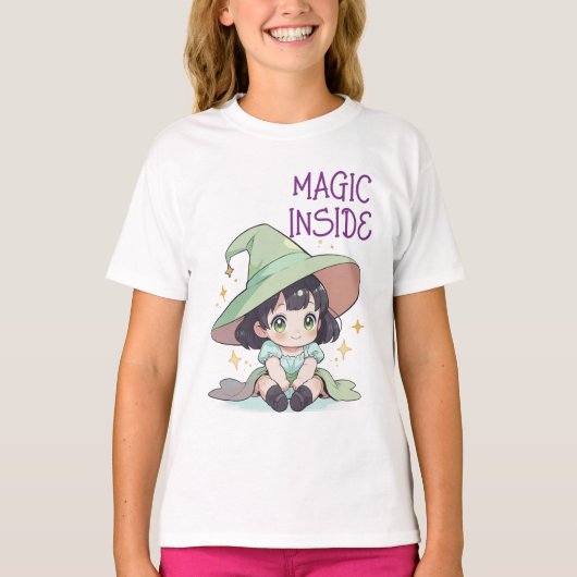 Schattige Kawaii Baby Witch Design voor kinderen,  T-shirt (Voorkant)