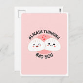 Schattige Kawaii Bao Dumpling Aziatisch Eten Pun L Briefkaart (Voorkant / Achterkant)