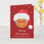 Schattige Kawaii Basketbal Rode & Glitterende Kers Kaart (Gele Bloem)