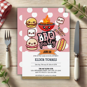 Schattige Kawaii BBQ Party Baby shower Kaart