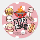 Schattige Kawaii BBQ Party Baby shower Ronde Sticker (Voorkant)