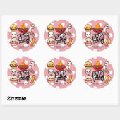 Schattige Kawaii BBQ Party Baby shower Ronde Sticker (Vel)