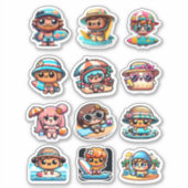 Schattige Kawaii Beach Bum Surfboard Sticker (Voorkant)