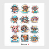 Schattige Kawaii Beach Bum Surfboard Sticker (Vel)