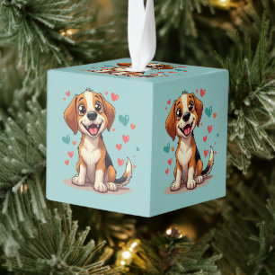Schattige Kawaii Beagle met Hartjes Speelse Hond K Decoratie