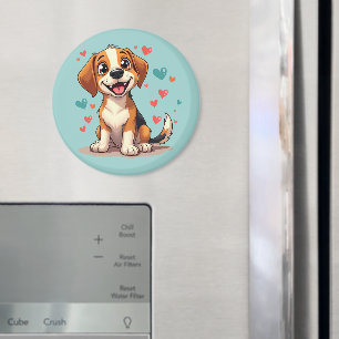 Schattige Kawaii Beagle met Hartjes Speelse Hond K Magneet