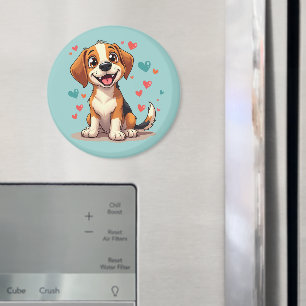 Schattige Kawaii Beagle met Hartjes Speelse Hond Magneet