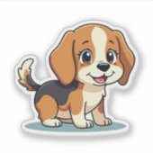 Schattige Kawaii Beagle Puppy Sticker (Voorkant)