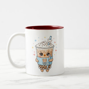Schattige Kawaii Beer Bubble Tea "Yummy Boba" Twee Tweekleurige Koffiemok