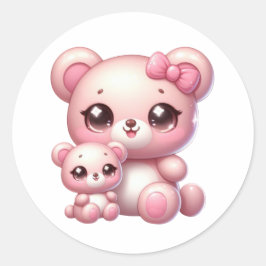 Schattige Kawaii Beer Stickers: Cuteness Overload Ronde Sticker