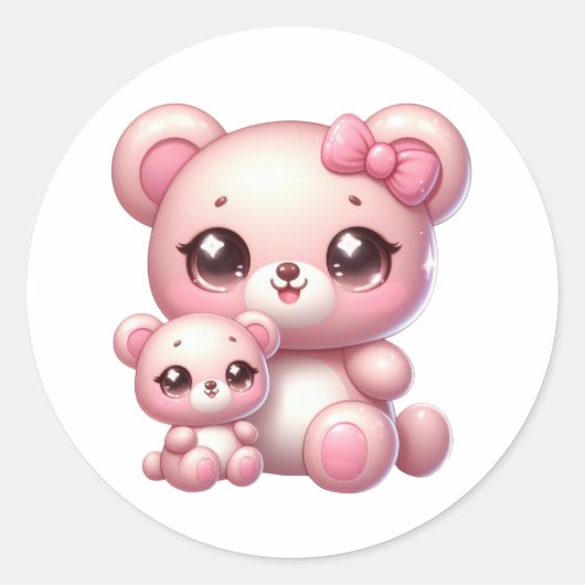 Schattige Kawaii Beer Stickers: Cuteness Overload Ronde Sticker (Voorkant)