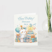 Schattige Kawaii Beer Verjaardag voor 3-jarige Kaart (Voorkant)