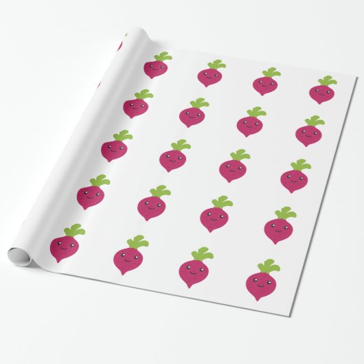 Schattige Kawaii Beet Cadeaupapier (Uitgerold)
