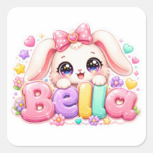 Schattige Kawaii Bella Bunny Naam Pastel Roze Bloe