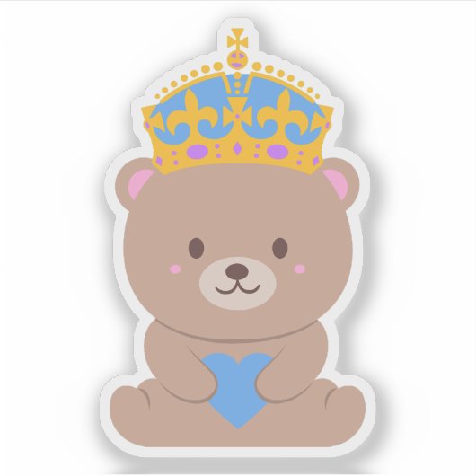 Schattige Kawaii blauw roze Royal Prince Beer Sticker (Voorkant)