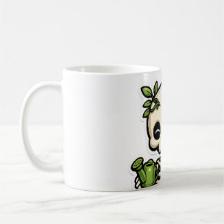 Schattige Kawaii Bloemenskelet Tuinier Sticker Koffiemok