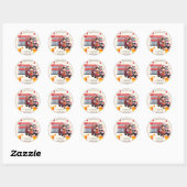 Schattige Kawaii Brandweerman Meisje en Brandweerw Ronde Sticker (Vel)