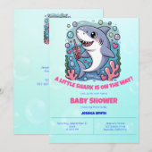 Schattige Kawaii Bubble Tea Shark Baby shower Kaart (Voorkant / Achterkant)