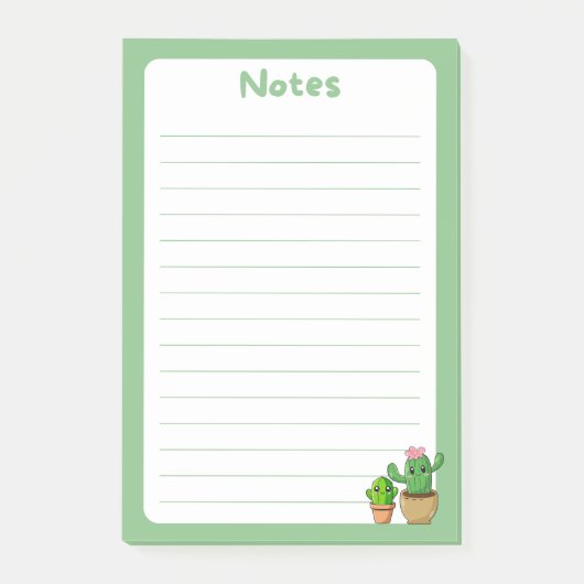 Schattige Kawaii Cactus Zachte Groene Post-it® not Notes (Voorkant)
