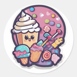 Schattige Kawaii Candy Cupcake Sticker | Zoet