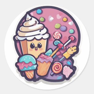 Schattige Kawaii Candy Cupcake Sticker Zoet