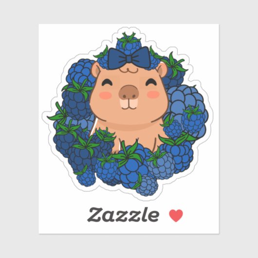 Schattige Kawaii Capybara met Zwartebeskrans Sticker (Vel)