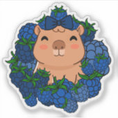 Schattige Kawaii Capybara met Zwartebeskrans Sticker (Voorkant)