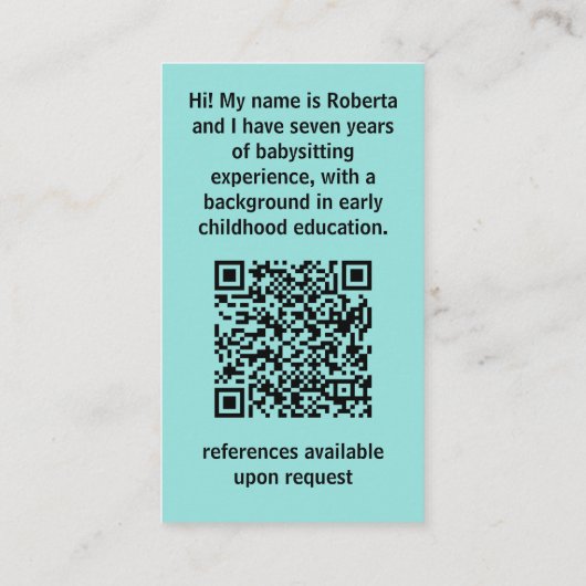 Schattige Kawaii Cartoon Kat Babysitter Nanny QR Visitekaartje (Achterkant)